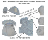 Men's Nylon Concealed Hood Water Resistant Windbreaker