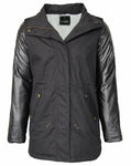 Women's Fashion PU Sleeve Fleece Lining Long Jacket