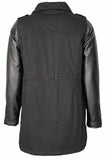Women's Fashion PU Sleeve Fleece Lining Long Jacket