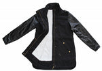 Women's Fashion PU Sleeve Fleece Lining Long Jacket