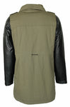 Women's Fashion PU Sleeve Fleece Lining Long Jacket