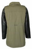 Women's Fashion PU Sleeve Fleece Lining Long Jacket