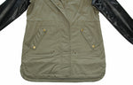 Women's Fashion PU Sleeve Fleece Lining Long Jacket