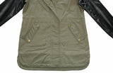 Women's Fashion PU Sleeve Fleece Lining Long Jacket