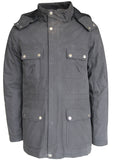 Men's Snap Button Detachable Hood Utility Jacket
