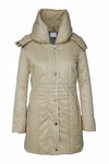 Women's Puff Collar Removable Hood Mid-Length Puffer Coat