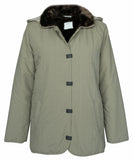 Women's Plush Lining Button Detachable Hoodie Puffer Jacket
