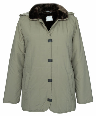 Women's Plush Lining Button Detachable Hoodie Puffer Jacket