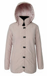 Women's Plush Lining Button Detachable Hoodie Puffer Jacket