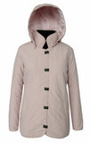 Women's Plush Lining Button Detachable Hoodie Puffer Jacket